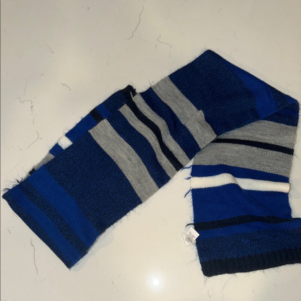 Striped Blue and Gray Scarf